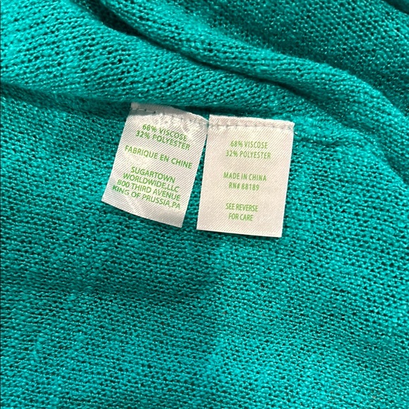 Teal Open Front Cardigan Sweater - Picture 4 of 5